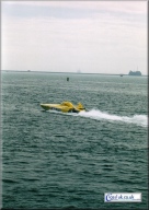 Gibellato heads down the course towards the breakwater