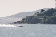 Drakes Island over looks class 1 powerboat racing in Plymouth Sound